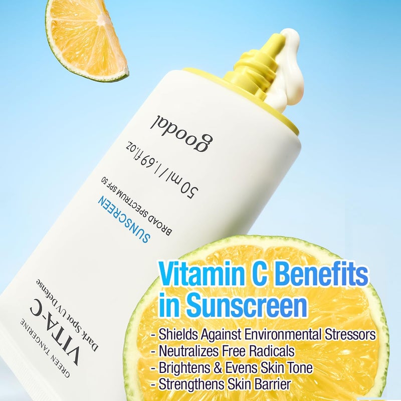 Goodal Green Tangerine Vita-C Dark Spot UV Defense Sunscreen SPF 50, Daily Skin Care Korean Sunscreen for Face, Broad spectrum, No White Cast (1.69 fl oz / 50ml) - Image 4