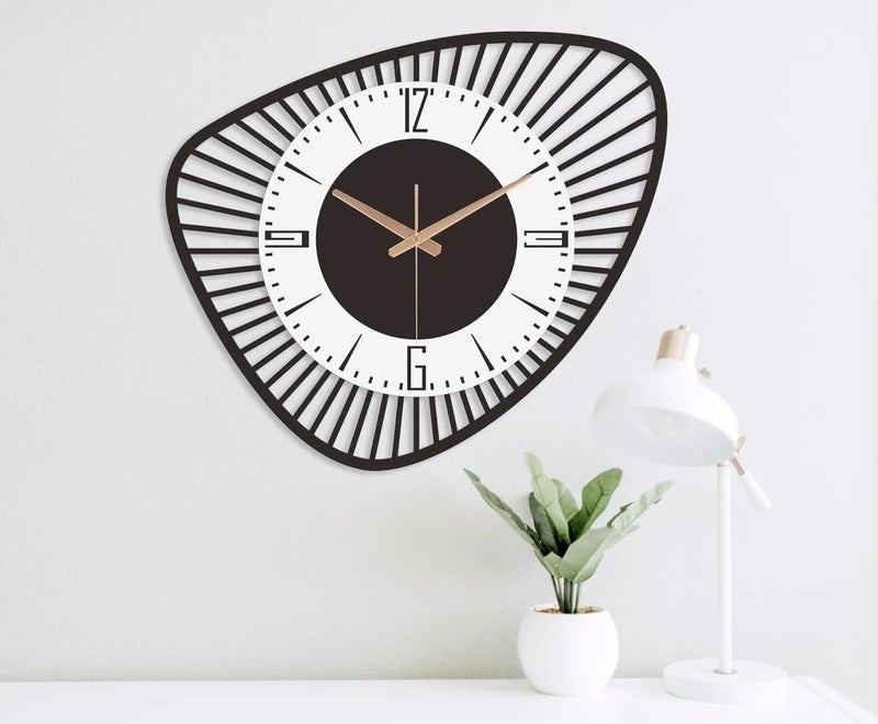 Nubilous Large World Map Wall Clock, Metal Minimalist Modern Clock, Round Silent Non-Ticking Battery Operated Wall Clocks for Living Room/Home/Kitchen/Bedroom/Office/School Decor (Black(ST-31), 40CM) - Image 1