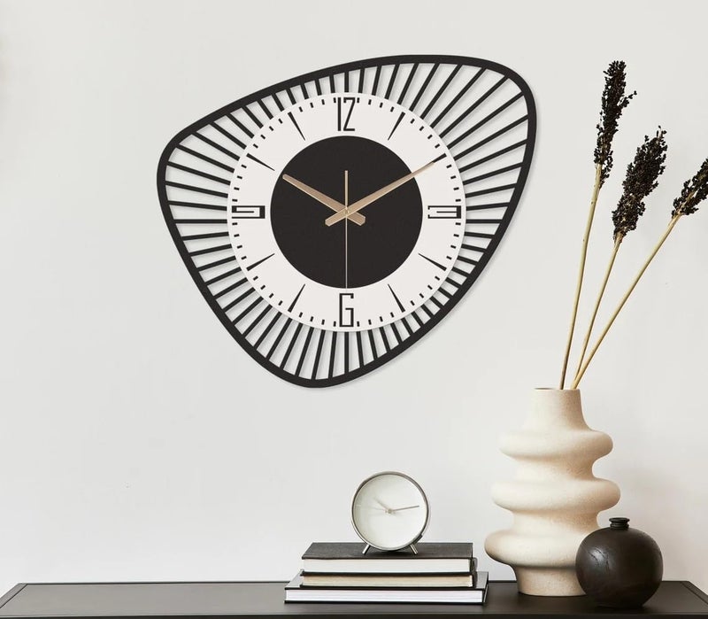 Nubilous Large World Map Wall Clock, Metal Minimalist Modern Clock, Round Silent Non-Ticking Battery Operated Wall Clocks for Living Room/Home/Kitchen/Bedroom/Office/School Decor (Black(ST-31), 40CM) - Image 2