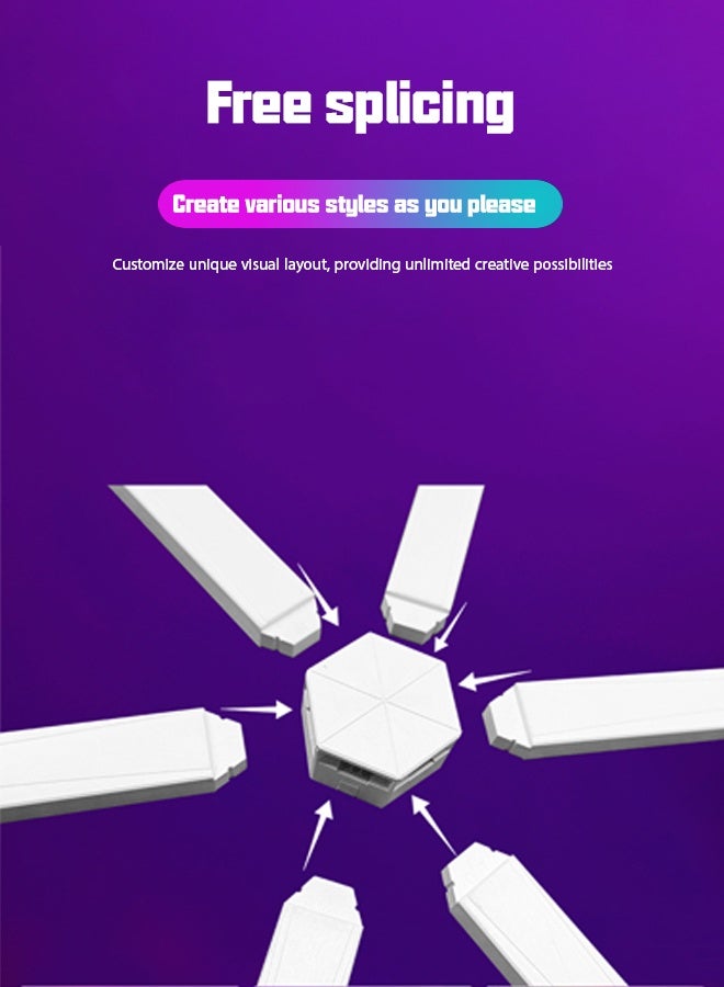 بوكسفالزور 6 قطع من مصابيح RGB المحيطة، إضاءة محيطة لالتقاط الضوء، إضاءة جو الرياضات الإلكترونية بتقنية البلوتوث، إضاءة جو الرياضات الإلكترونية LED، إضاءة محيطة لتزيين الحائط، ثلاثة أوضاع تحكم بمفتاح توقيت مصباح إضاءة محيطة RGB تعمل عبر USB، اجمع بين الأشكال المختلفة بشكل تعسفي، مناسبة للتحكم باللمس في المكاتب/المنازل/الألعاب/المكاتباضاءه قيمنق شريط اضاءة led 1 اضائه شريط اضواء ليد ليد قيمنقابجوره طاوله بالبطارية ﻿ ﻿ ﻿ ﻿ ﻿ ﻿ - Image 4