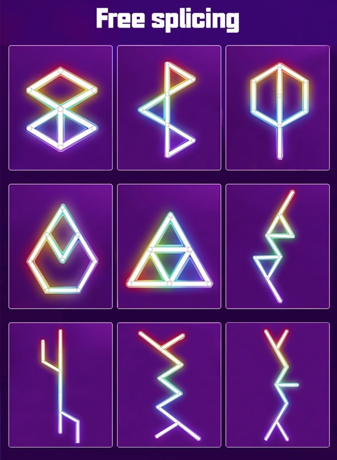 بوكسفالزور 6 قطع من مصابيح RGB المحيطة، إضاءة محيطة لالتقاط الضوء، إضاءة جو الرياضات الإلكترونية بتقنية البلوتوث، إضاءة جو الرياضات الإلكترونية LED، إضاءة محيطة لتزيين الحائط، ثلاثة أوضاع تحكم بمفتاح توقيت مصباح إضاءة محيطة RGB تعمل عبر USB، اجمع بين الأشكال المختلفة بشكل تعسفي، مناسبة للتحكم باللمس في المكاتب/المنازل/الألعاب/المكاتباضاءه قيمنق شريط اضاءة led 1 اضائه شريط اضواء ليد ليد قيمنقابجوره طاوله بالبطارية ﻿ ﻿ ﻿ ﻿ ﻿ ﻿ - Image 5