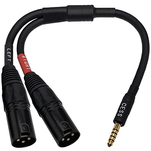 CNCESS CESS-257 Black 4.4mm to Dual XLR Male Balanced Audio Headphone Adapter Cable - Image 1