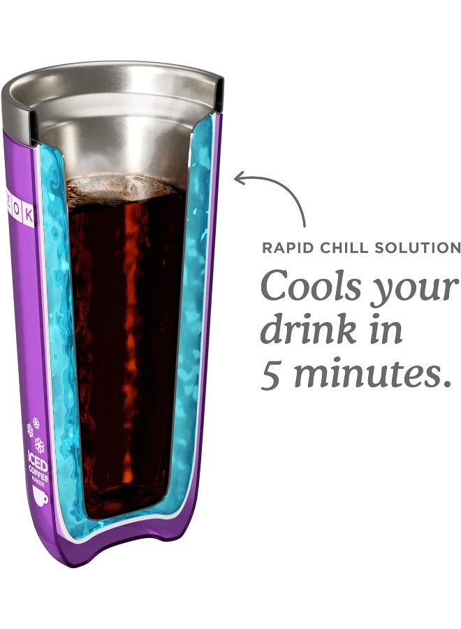 ZOKU ZOKU Instant Iced Coffee Maker Reusable Beverage Chiller Cools Hot Beverages in Minutes Without Dilution Portable 11ounce Tumbler With Spillresistant Lid and Straw Purple  - Image 4