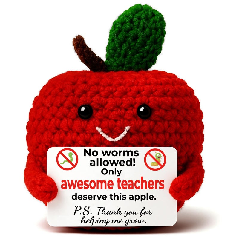 MAMAGIFTREE Teacher Appreciation Gifts Crochet Apple with No Worms Unique Thank You Gifts for Daycare Kindergarten Preschool Teachers End of Year Back to School Gift for Teacher - Image 2