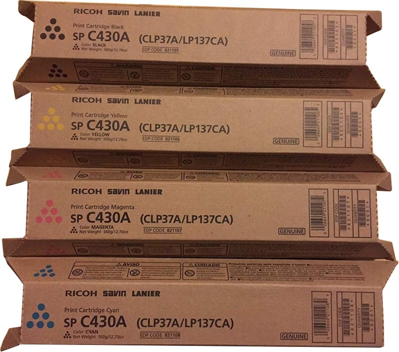 Ricoh AFICIO SP C430A C430DN High Yield Toner Bundle Set 821105 821106 821107 821108 BCYM Sealed in Retail Packagin by Ricoh