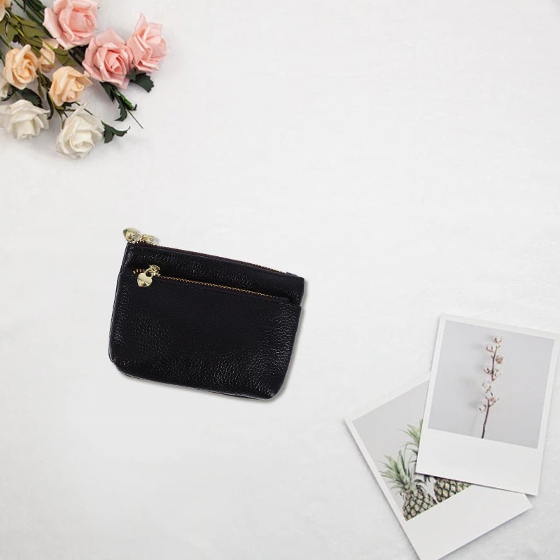 Women Small Fake Leather Wallet with Zipper Change Money Pouch Purse Soft PU Card Holder Elegant Short Wallet for Everyday Travel and Shopping - Image 3