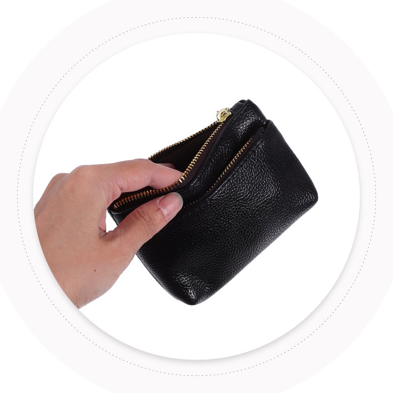 Women Small Fake Leather Wallet with Zipper Change Money Pouch Purse Soft PU Card Holder Elegant Short Wallet for Everyday Travel and Shopping - Image 2