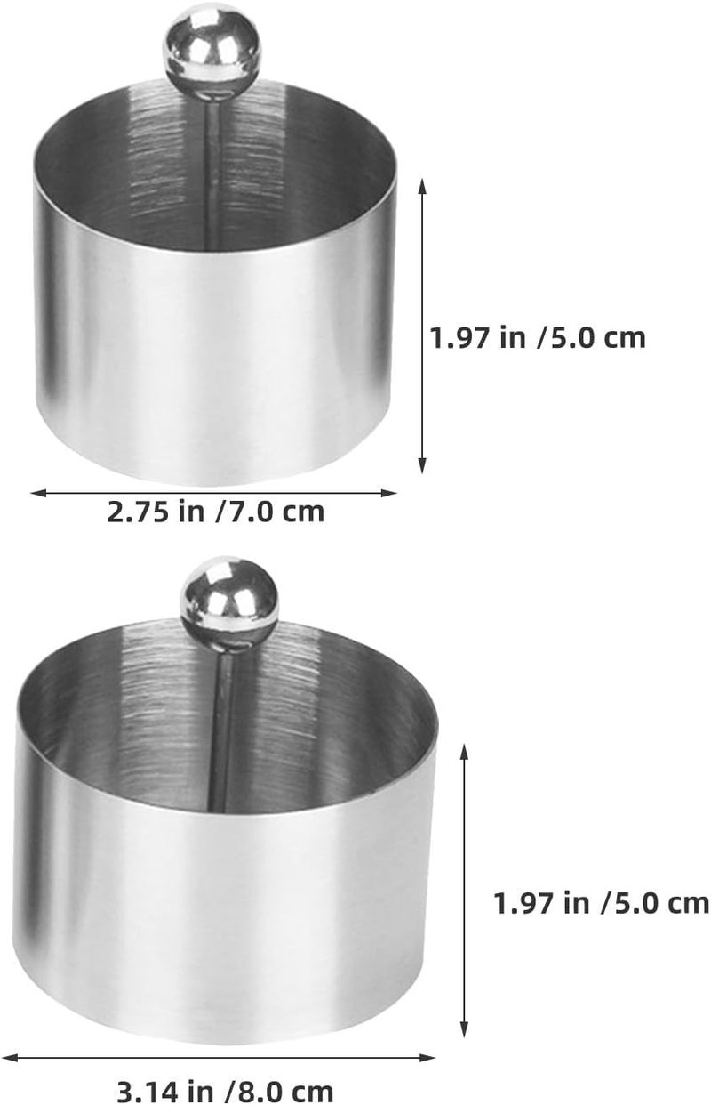 Generic 2 Sets Funnel Cake Ring: Stainless Steel Cold Dish Modeling Mold - Round Dessert And Mousse Ring Kitchen Mold For Food Shaping Biscuit Cake Shaper - Image 2