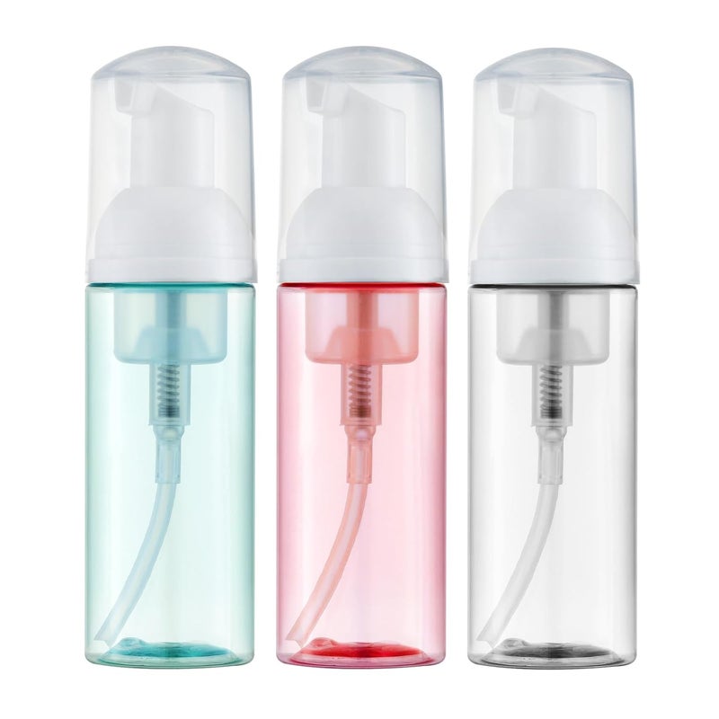 زجاجة رغوة صابون تيكسون (60 مل، 2 أونصة سائلة)، زجاجة فارغة لشامبو الرموش الرغوي، موزع (شفاف، وردي، أخضر)