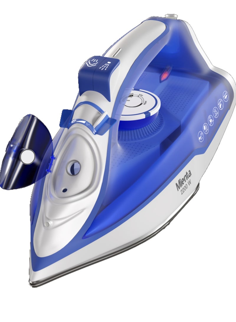 Mienta 2400W steam iron, blue, with ceramic base  - Image 2