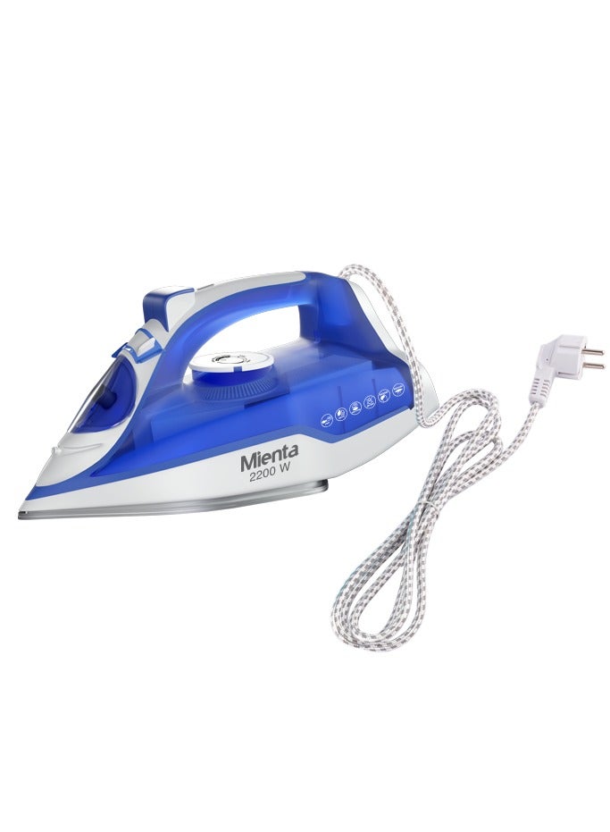 Mienta 2400W steam iron, blue, with ceramic base  - Image 3
