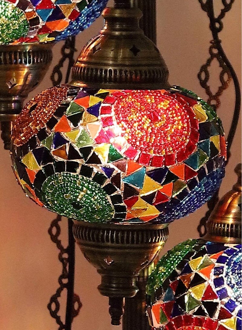 Quick Cart Unique Turkish Moroccan Night Art Lamp With 5 Globe Floor Stand Light | Antique Lantern Perfect for House warming, Birthday & Anniversery Party Gift | Perfect For Office & Hotel  - Image 1
