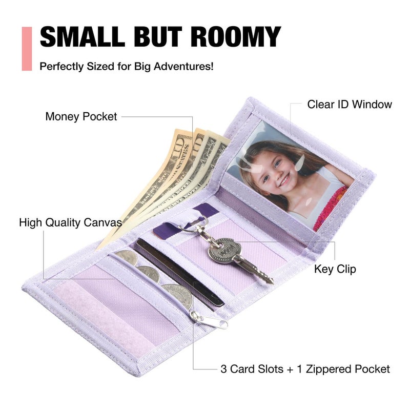 Lamumu Kids Wallet for Girls, Little Girls Wallet for Kids, Purple Wallets for Teen Girl, Toddler Wallets with Coin Pocket, RFID Tween Child Christmas & Birthday Gift - Image 2