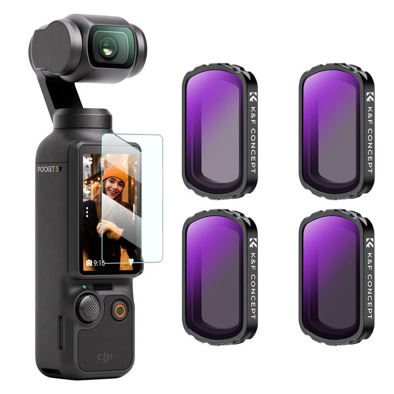 K&F Concept Magnetic ND Filter Kit for DJI Osmo Pocket 3 Creator Combo -4-Pack (ND4+ND8+ND16+ND32), Optical Glass/HD/Multi-Coated Filters - Image 1