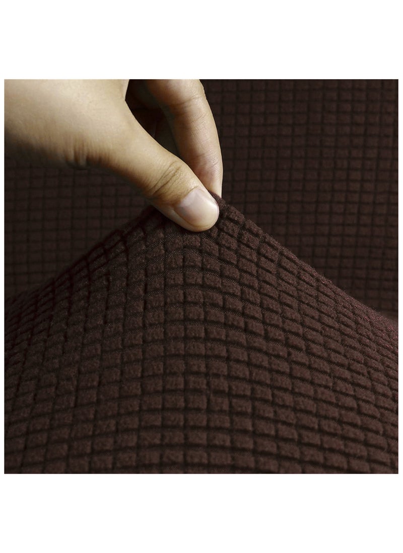 Fabienne Stretch Fit 2-Seater Sofa Cover Soft Brushed Fabric Couch Cover Exquisitely Full Coverage Furniture Protector Slipcover Two Seater Fits on Standard and Recliner Sofa 145-178cm Size Brown  - Image 4