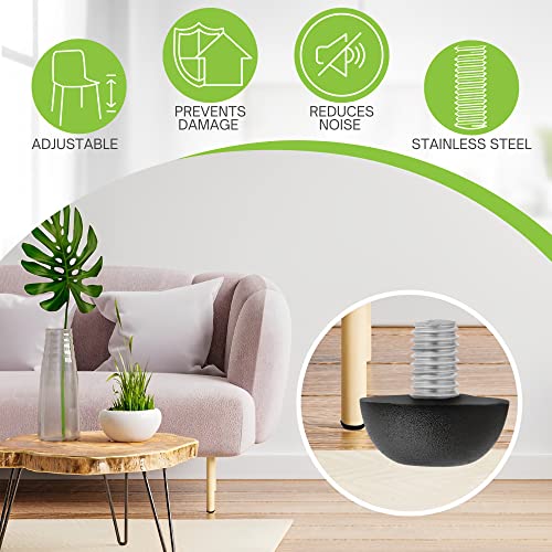 Project Patio 8mm x 1.25 M8 Adjustable Furniture Leg Leveler Replacement Outdoor Stainless Steel Screw-in Leveling Feet Glides - 24-Pack - Image 5