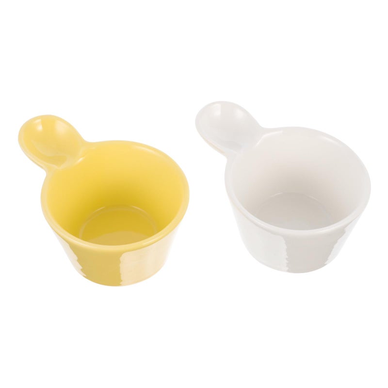 Ceramic Dessert Bowls Set of 2 Round Handle Microwave and Dishwasher Safe - Image 2