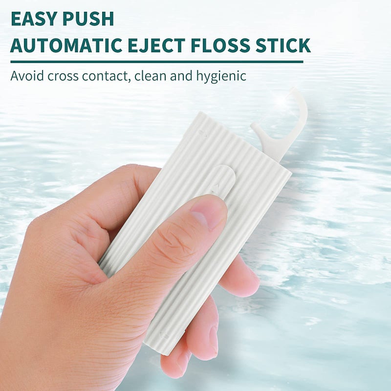 WLLHYF Portable Dental Floss Case Automatic Dental Floss Pick Organizer Case Travel Flosser Dispenser Storage Case Refillable Holder Boxes with 10 Floss Picks for Teeth Cleaning (White) - Image 5