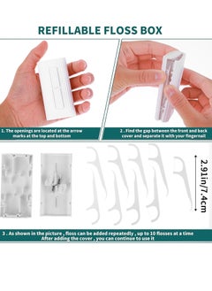 WLLHYF WLLHYF Portable Dental Floss Case Automatic Dental Floss Pick Organizer Case Travel Flosser Dispenser Storage Case Refillable Holder Boxes with 10 Floss Picks for Teeth Cleaning (White)  - Image 3