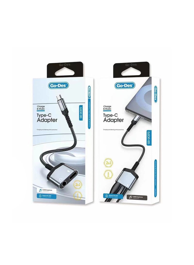 GO-DES Type C Charger And Headphone Audio Jack USB C Cable Adapter - Image 1