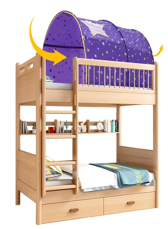 Alvantor Starlight Bed Canopy Dream Kids Play Tents Playhouse Privacy Space Twin Sleeping Indoor Stars Boys Girls Toddlers Pop Up Portable Frame Curtains Purple, Patent Pending - Image 1