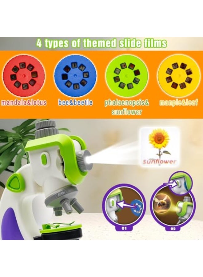 NALACAL Microscope for Kids, with Slideshow 32 Projector Patterns Science Toys Kit, LED Lighted&Slides 100X-1200X Magnification Specimens, Experiments Beginner Educational Set STEM, for Kids Ages 8+  - Image 4