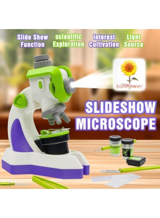 NALACAL Microscope for Kids, with Slideshow 32 Projector Patterns Science Toys Kit, LED Lighted&Slides 100X-1200X Magnification Specimens, Experiments Beginner Educational Set STEM, for Kids Ages 8+  - Image 3