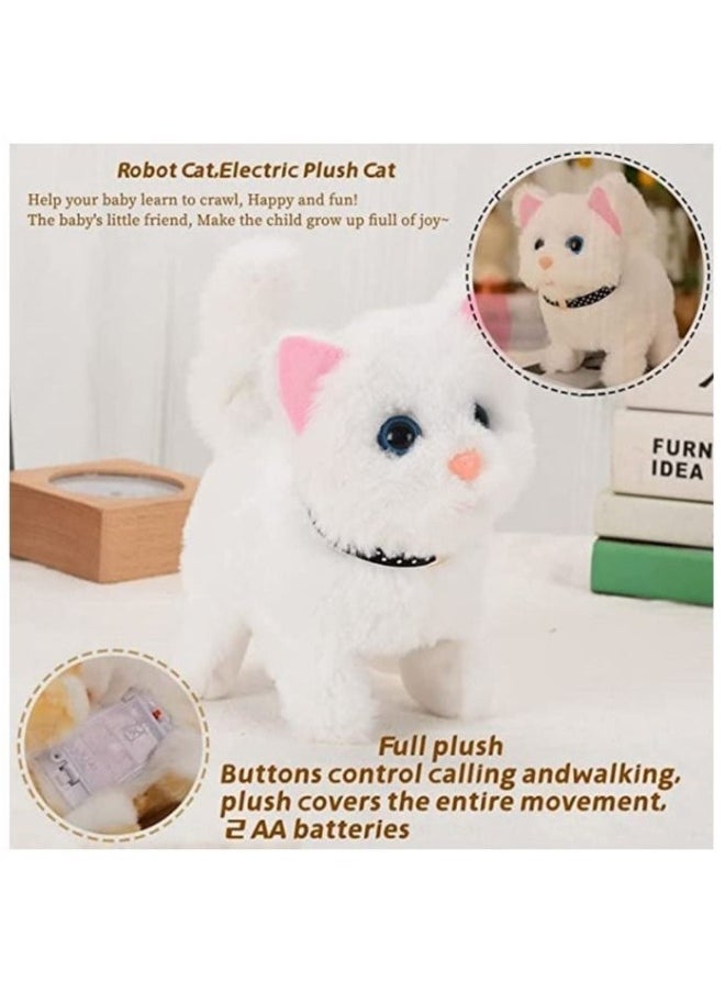 Generic Electric Plush Cat, Electronic Interactive Toy, Persian Cat Stuffed Animal, Can Walking, Running, Meowing Wagging Tail Kitten, Interactive Companion Pets, Gift Toy for Kids Children's Birthday 