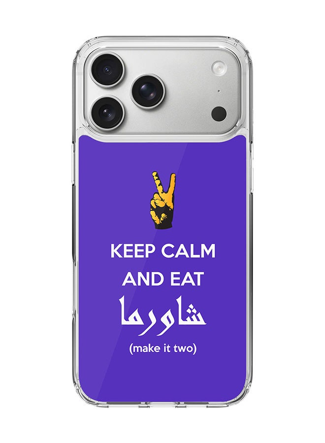 Stylizedd Classic Clear MagSafe Case for iPhone 17 Pro Max , Hybrid Soft Case Flexible Edges Anti Drop TPU PC Gel Thin Transparent Cover [ Designed for iPhone 17 Pro Max ] - Keep Calm And Eat Shawarma (Blue)