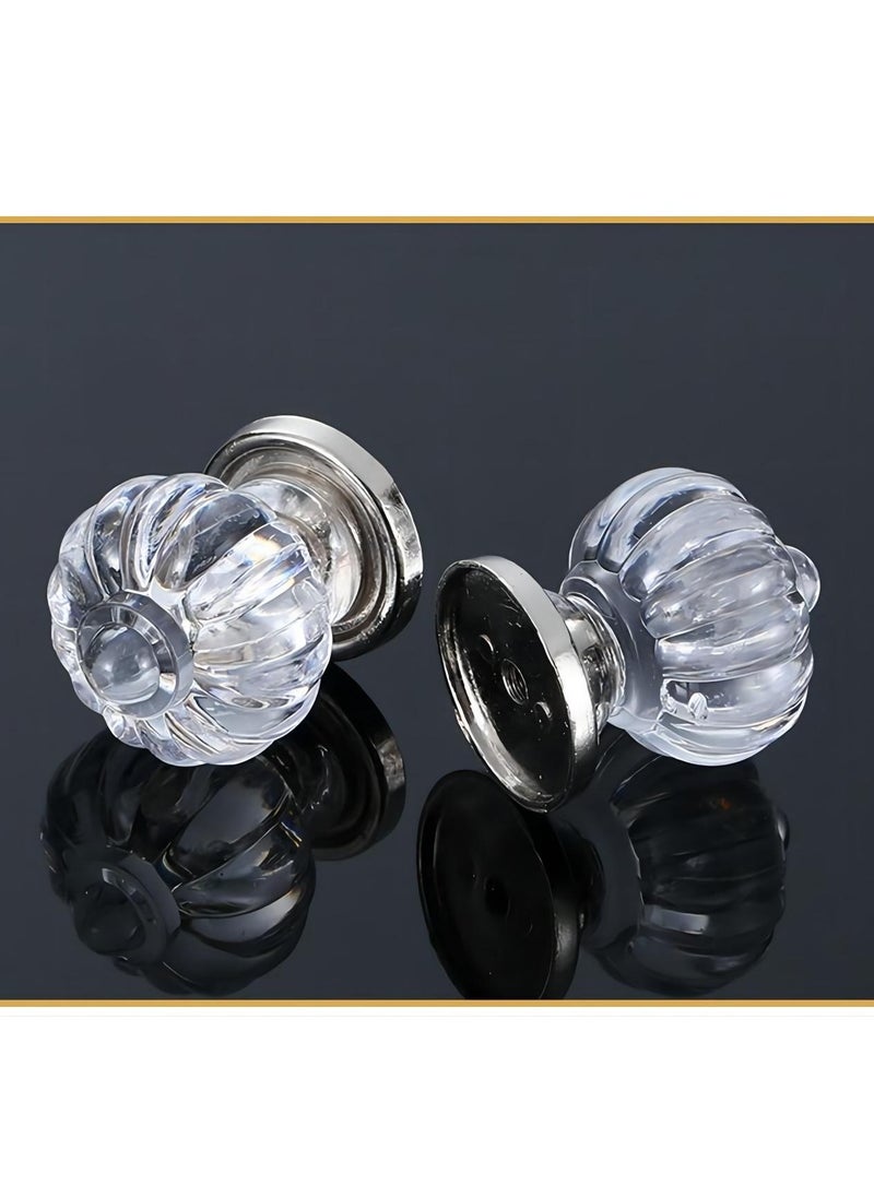 SYOSI 5pcs Wardrobe Knob Dresser Drawer Kitchen Door for Handles Diamond Drawers Handle Cupboard Bathroom Pull Bottom Acrylic Pulls or Clear Round Shaped Silver Transparent Room Kids  - Image 1