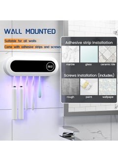 General Toothbrush Steriliser - UV Toothbrush Steriliser and Holder - 5 Toothbrush Slots and Timer Function - Cordless Wall Mounted Toothbrush Steriliser Toothbrush Cleaner for Bathrooms  - Image 5