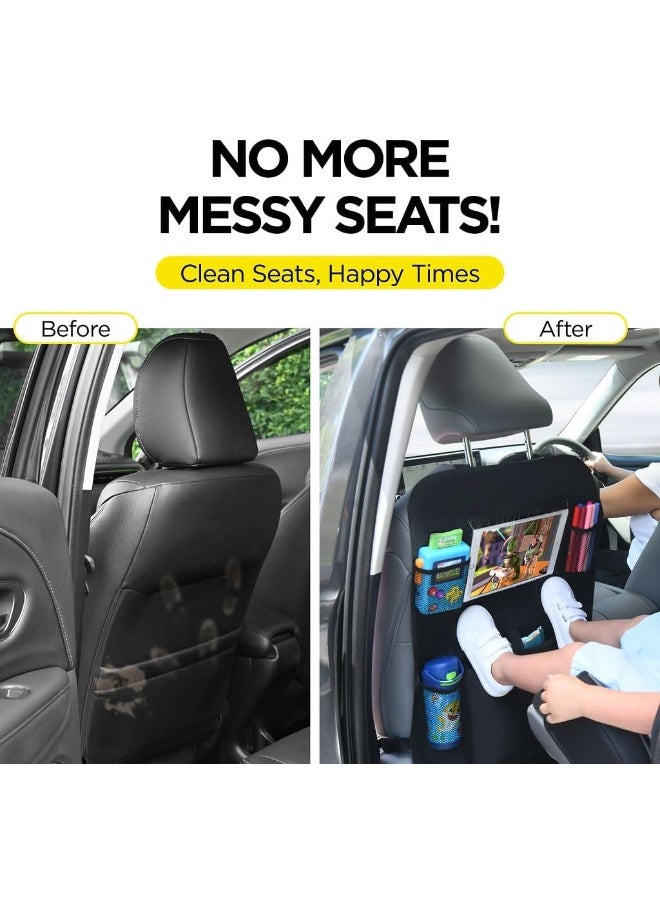 lebogner Back Seat Cover For Kids + 5 Pocket Storage Organizer, 2 Pack X-Large Kick Mats Backseat Protector With iPad Tablet Holder - Image 5