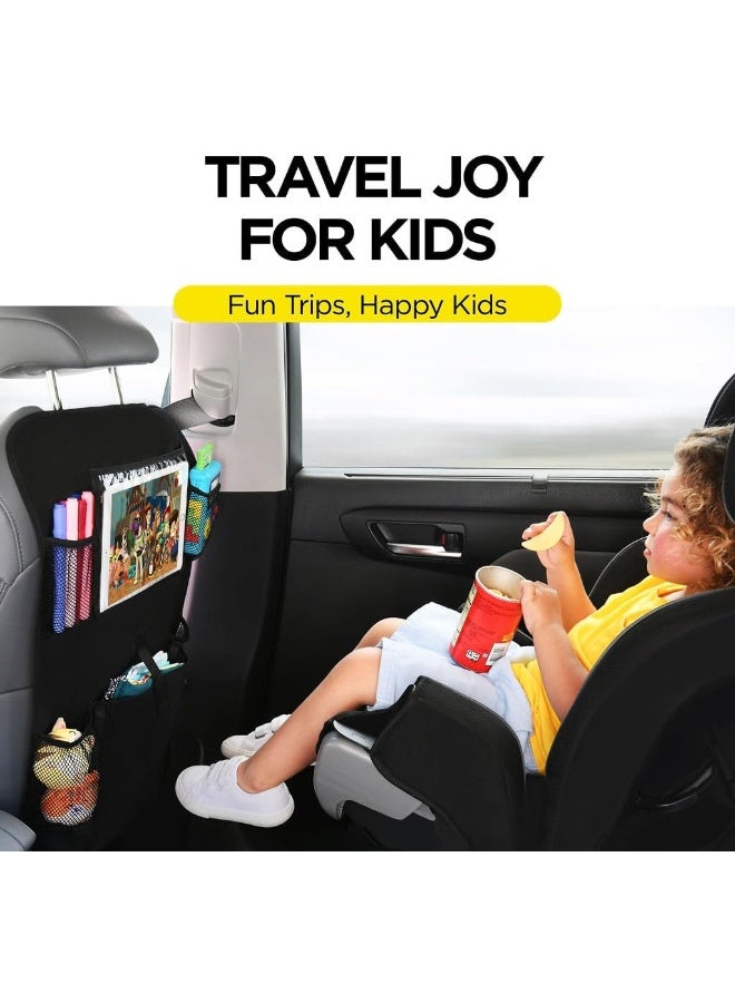 lebogner Back Seat Cover For Kids + 5 Pocket Storage Organizer, 2 Pack X-Large Kick Mats Backseat Protector With iPad Tablet Holder - Image 2
