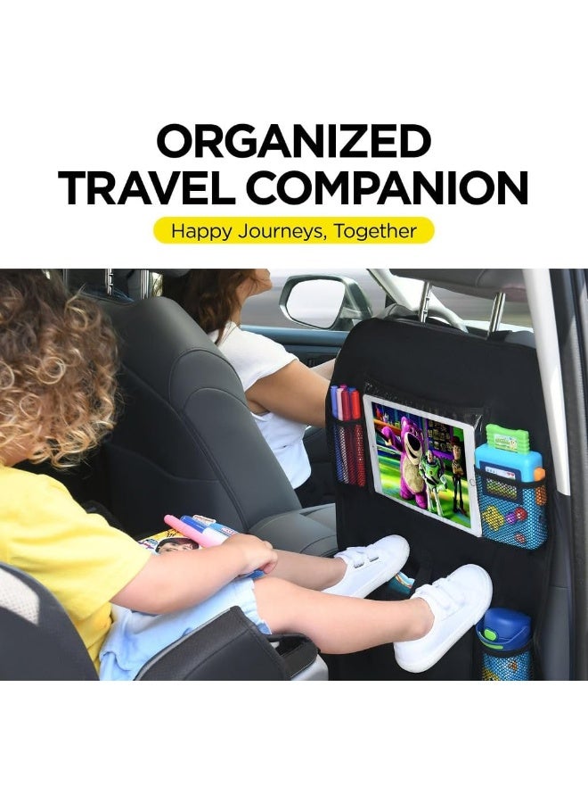 lebogner Back Seat Cover For Kids + 5 Pocket Storage Organizer, 2 Pack X-Large Kick Mats Backseat Protector With iPad Tablet Holder - Image 4