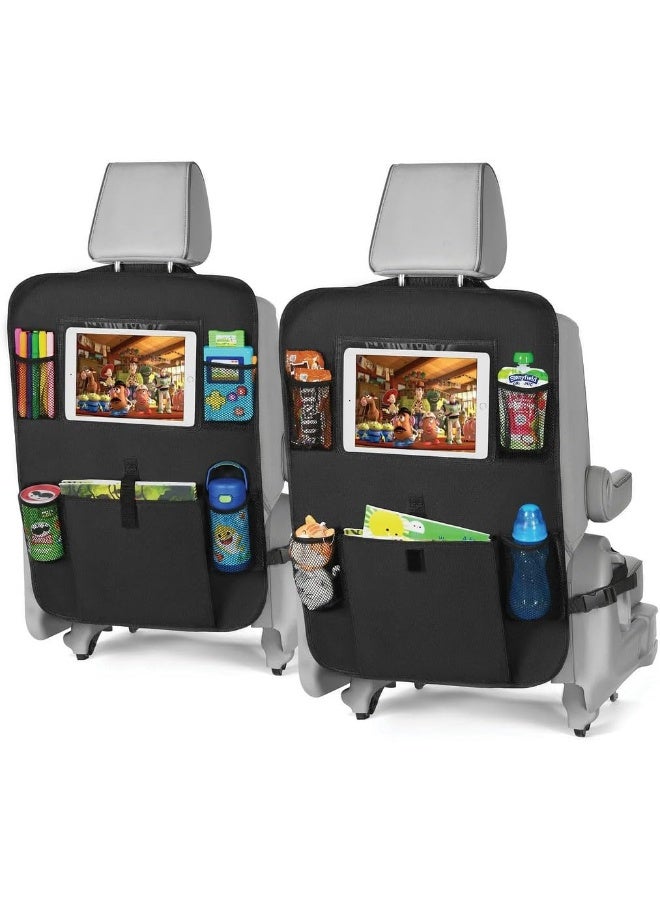 lebogner Back Seat Cover For Kids + 5 Pocket Storage Organizer, 2 Pack X-Large Kick Mats Backseat Protector With iPad Tablet Holder - Image 1