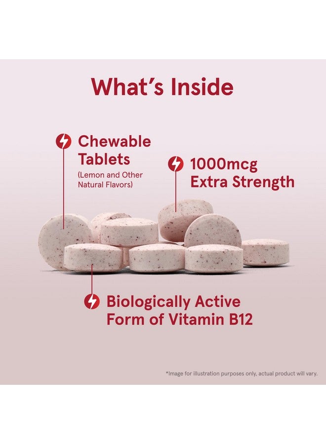 Jarrow Formulas Extra Strength Methyl B-12, Dietary Supplement for Cellular Energy Production, 100 Lemon-Flavored Chewable Tablets, Up to a 100 Day Supply - Image 3