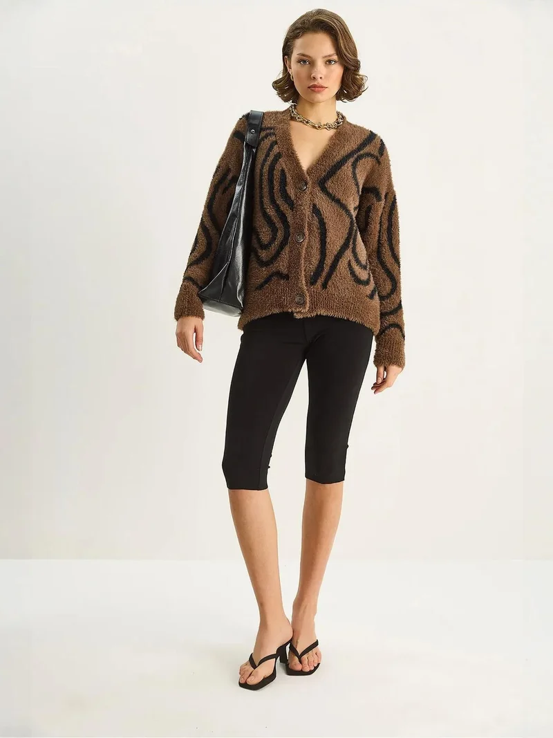 Bianco Lucci LUCCI Patterned Textured Cardigan