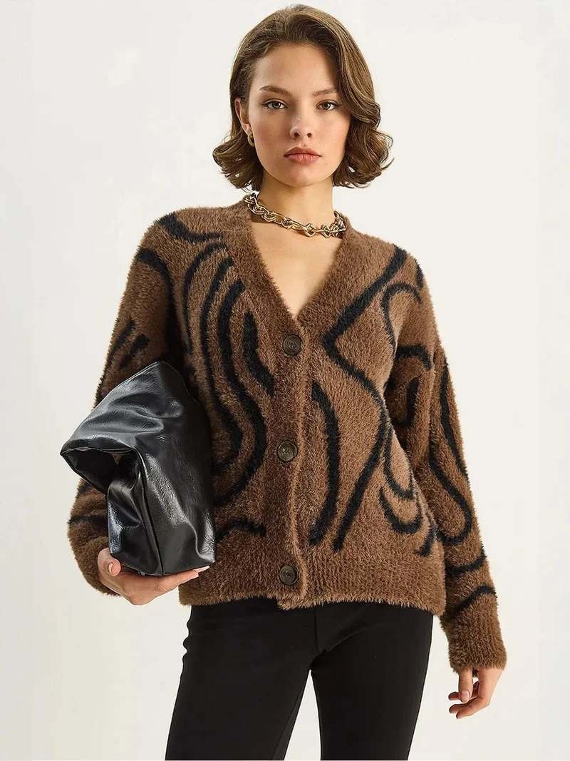 Bianco Lucci LUCCI Patterned Textured Cardigan