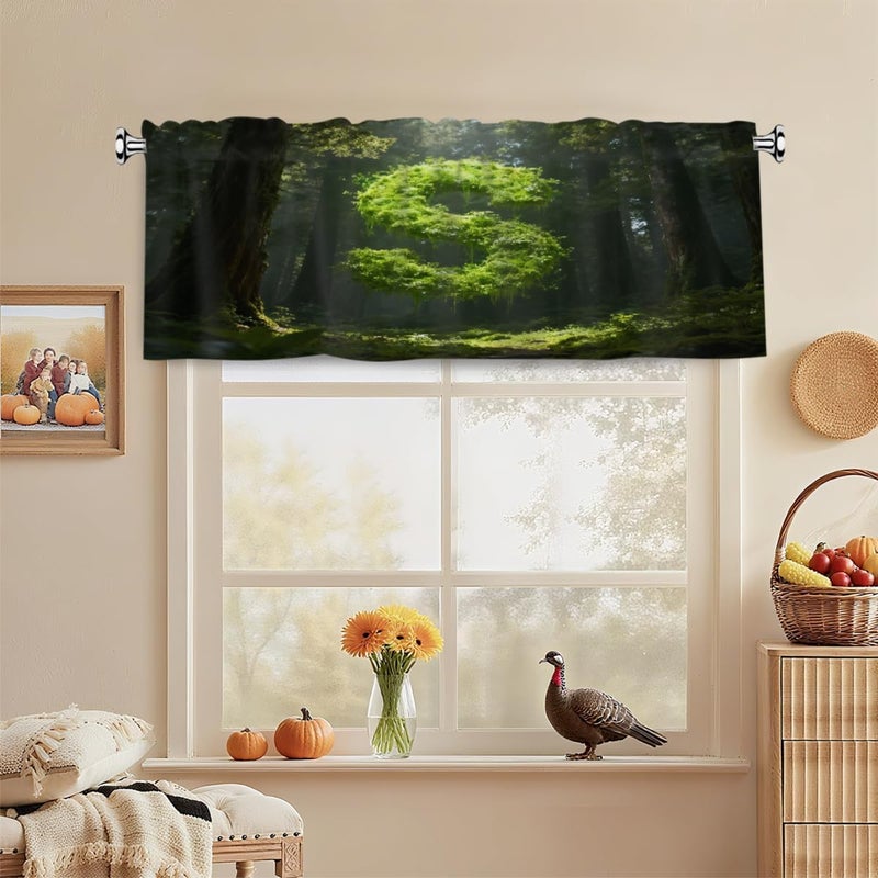 Green Plant Letter S Short Curtains 54x18in - Valance with Rod Pocket, Fits Standard/Decorative Rods, for Kitchen/Bathroom/Bedroom/Studio - Image 5