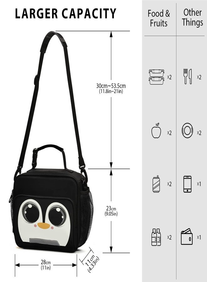 Pfrewn Penguin Lunch Box for Kids Adults Cute Animals Insulated Lunch Bag with Shoulder Strap Reusable Cooler Bags Lunch Tote for Office School Girls Boys Teens - Image 3