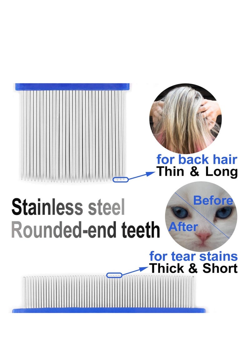 مجموعة 5 أمشاط لإزالة البراغيث والقراد، أمشاط عناية بأسنان مستديرة من الفولاذ المقاوم للصدأ للقطط والكلاب - Image 3