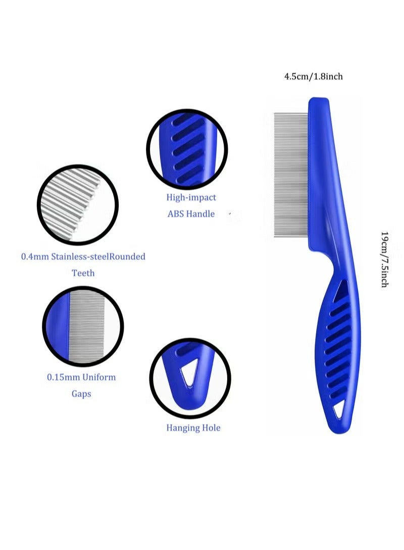 مجموعة 5 أمشاط لإزالة البراغيث والقراد، أمشاط عناية بأسنان مستديرة من الفولاذ المقاوم للصدأ للقطط والكلاب - Image 5