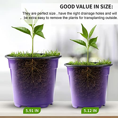 Oubest 30Pack Nursery Pots Plastic for Plants 5 inch Seedling Pots with Drainage Holes Multicolor Flower Seedling Transplanting - Image 3