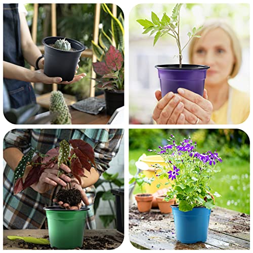 Oubest 30Pack Nursery Pots Plastic for Plants 5 inch Seedling Pots with Drainage Holes Multicolor Flower Seedling Transplanting - Image 5