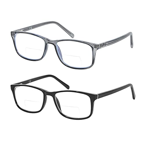 Kafirlo Bifocal Reading Glasses Women Men Clear Upper Blue Light Blocking Computer Readers No Line Wide Frame Bluelight Progressive Transition Driving Eyeglass Ultralight Stylish Designer Eyewear 1.75 - Image 1