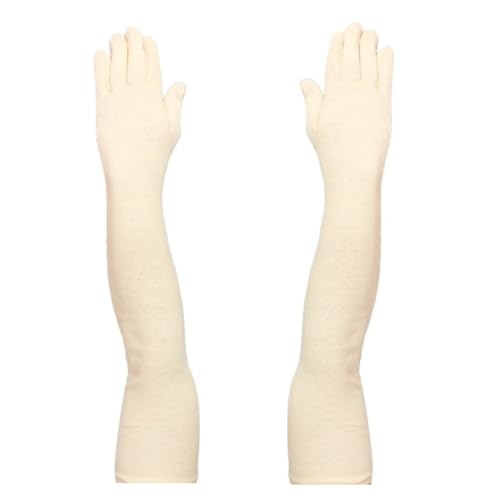 Tradehub® Men's & Women's Cotton Pollution and Sunburn Sunlight Protection Full Hand Gloves arm sleeves glove for Biking and Driving Summer glove Dust- Beige (Pack of 1 Pair, Skin) - Image 1