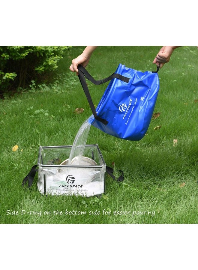 Freegrace Premium Collapsible Bucket - Compact Portable Folding Water Container - Lightweight & Durable - Includes Handy Tool Mesh Pocket (Navy Blue(Upgraded), 23L (Lid)) - Image 5