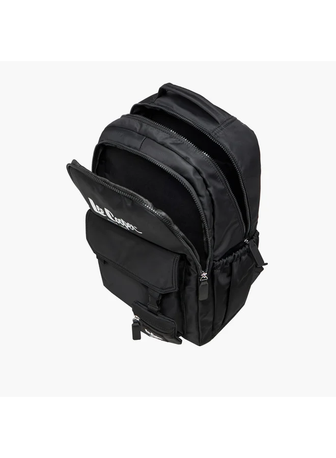 Lee Cooper Women Logo Print Backpack with Zip Closure and Attached Pouch - 45x14x30 cm