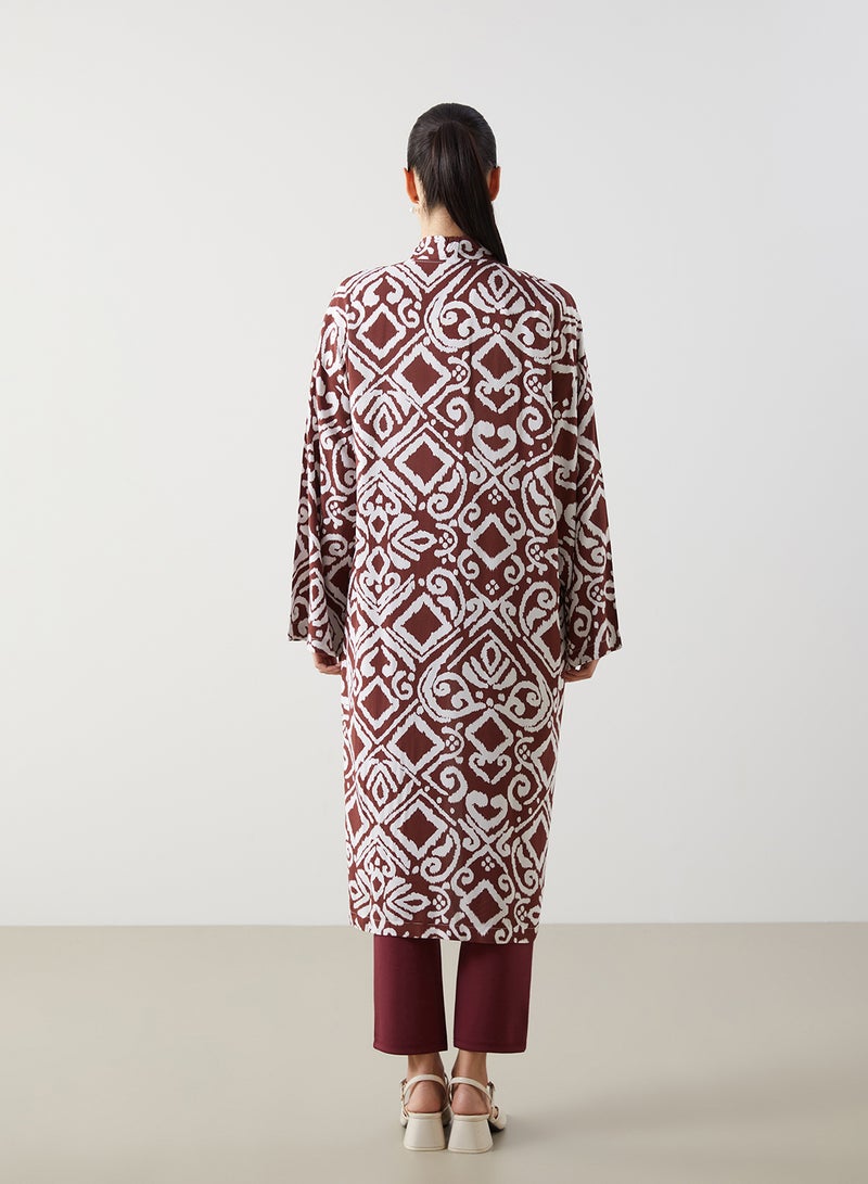 LC WAIKIKI Shawl Collar Patterned Oversize Women's Kimono - Image 4