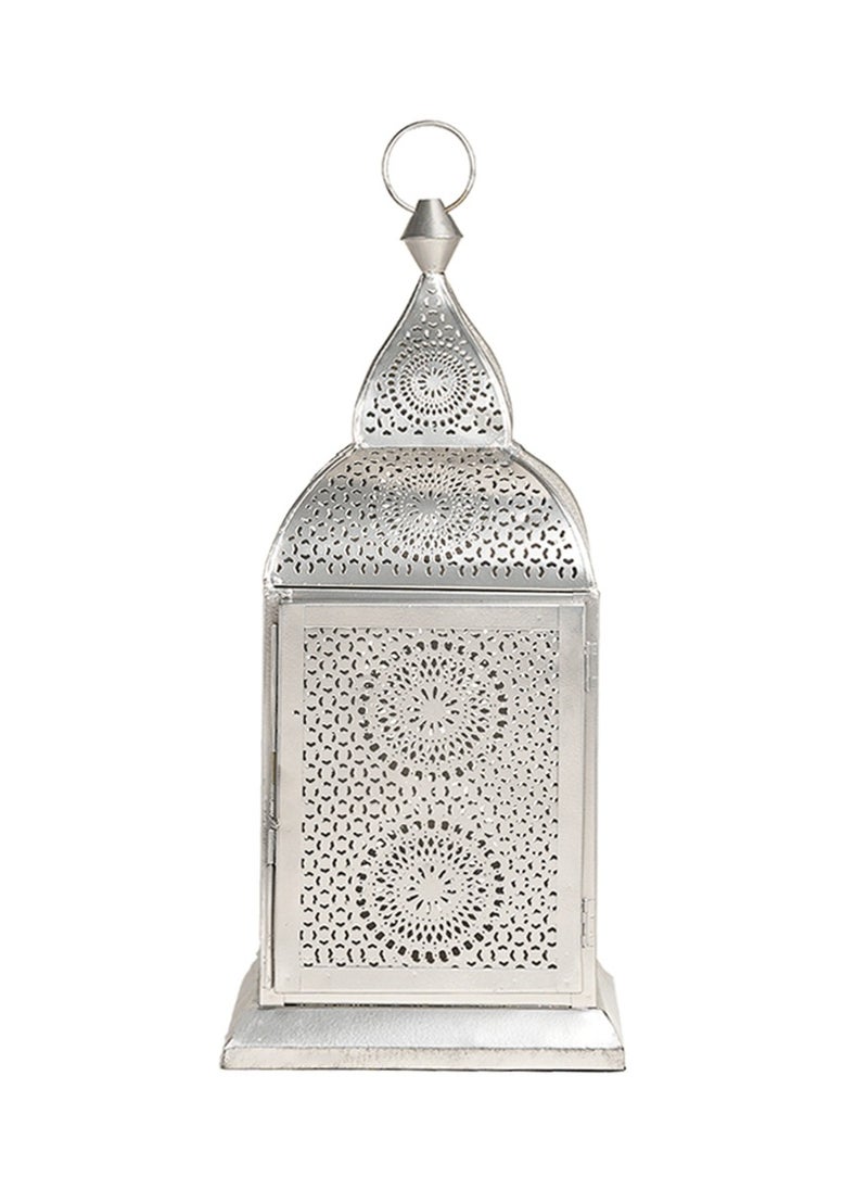 Hilalful HilalFul Handmade Chakra Medium Silver Decorative Candle Holder Lantern | For Home Decor in Eid, Ramadan, Wedding | Living Room, Bedroom, Indoor, Outdoor Decoration | Islamic Themed | Moroccan  - Image 1